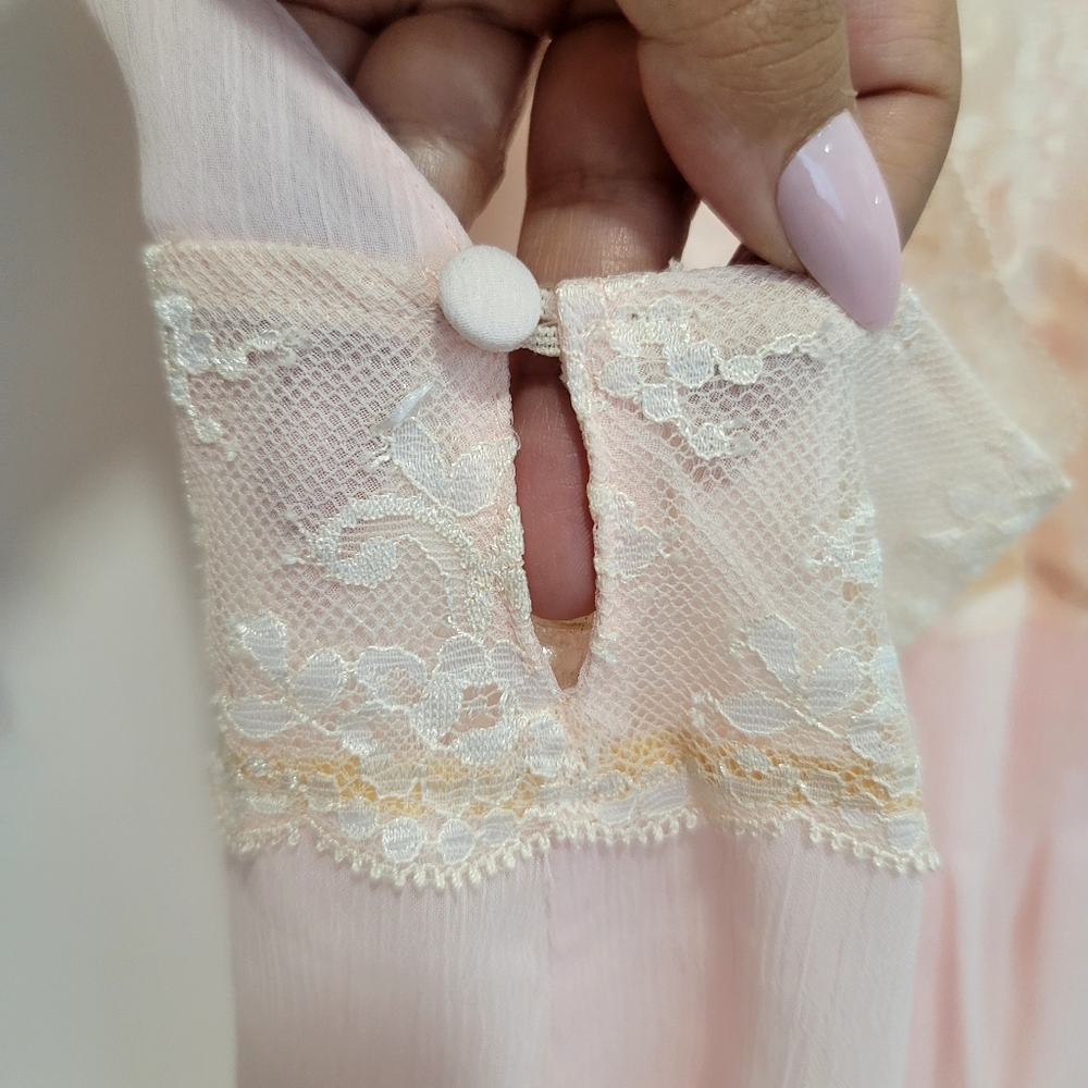 Vintage Victoria's Secret Babydoll Dress M Pink Coquette Lace Nightie Y2K - Picture 14 of 16